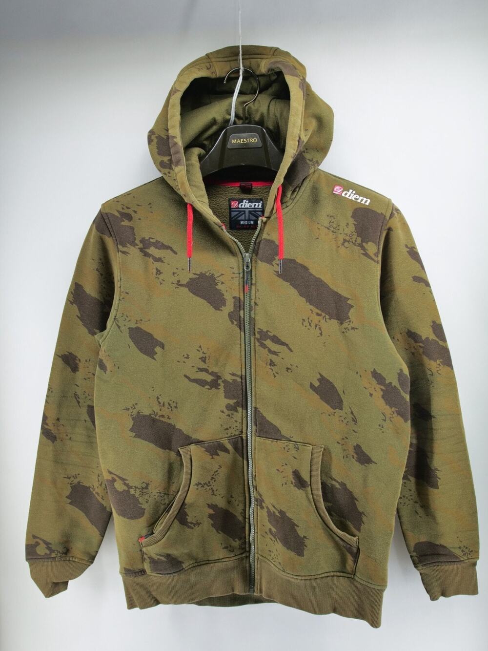 Diem Camouflage Fishing Fill Zip Hoodie Size M Fleece Lined Men's